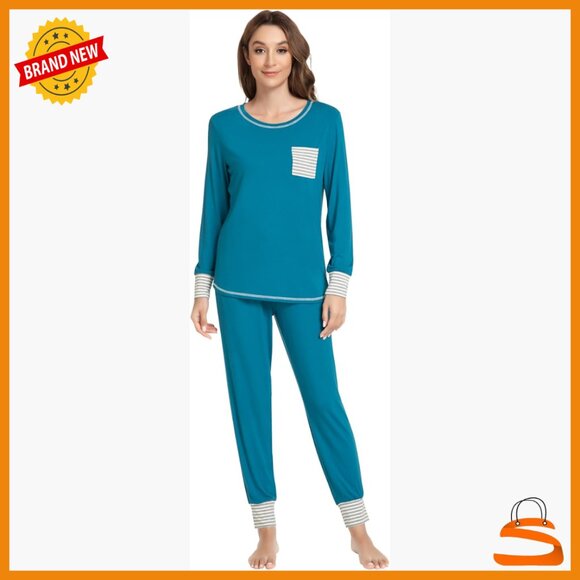 Other - Soft Bamboo Viscose Pajama Set, Long Sleeve Crew Neck with Joggers, X-Large